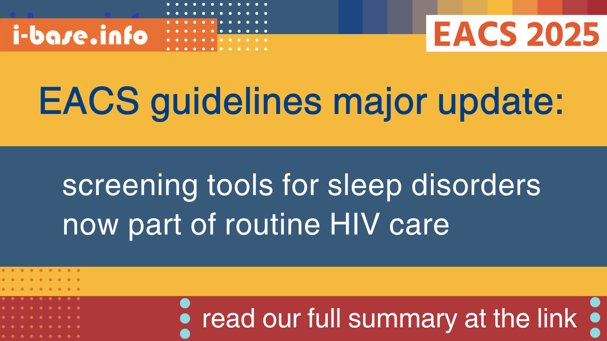 HIViBase's tweet photo. #EACS #HIVguidelines major update: new focus on #sleep health.
This includes asking ‘How is your sleep?’ when starting #HIVtreatment, changing ART, or every two years.
Read more details in our guidelines summary:
https://t.co/TVFLtQ8XFM
#EACS2025 #HIV #HIVcare #insomnia https://t.co/srY1qFmPcD