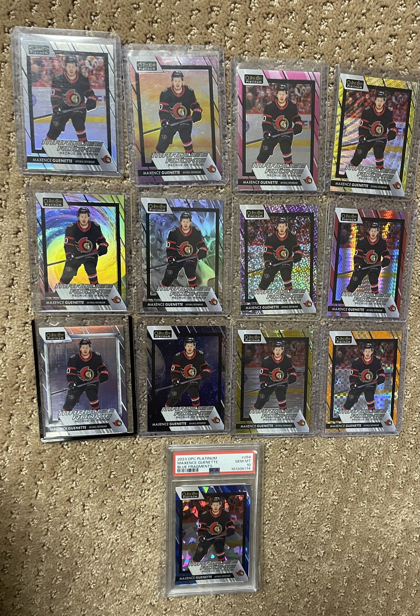 🚨 Card people 🚨 

After finally finding and securing the /5 Maxence Guénette, I’m 1 away from completing the rainbow. I just need the /10 Emerald Surge! If anyone has one or knows someone who has one, plz dm me 

<a href="/CardPurchaser/">Card Purchaser</a>