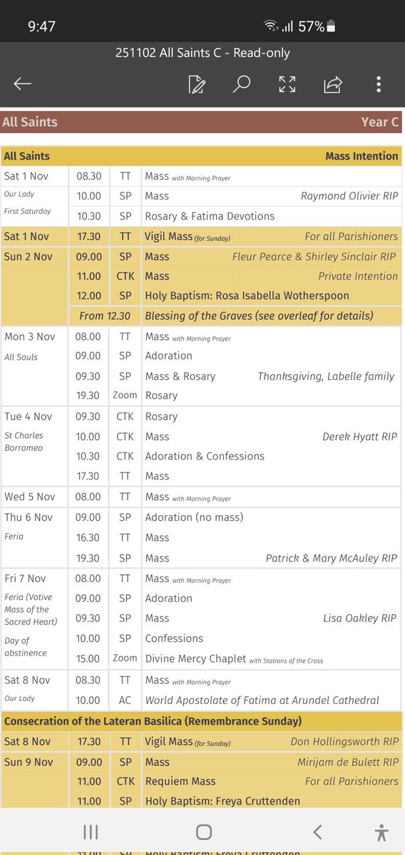 Mass times for All Saints.....and Blessing of the Graves on Sunday afternoon....