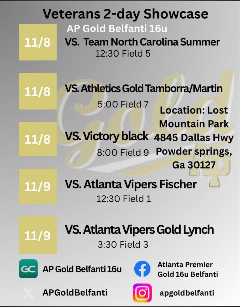 APGoldBelfanti's tweet image. Our first tournament schedule is out and we will be ready to play. Come see our girls take the field this coming weekend.