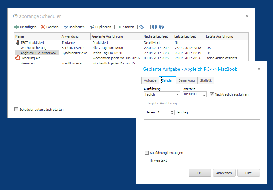 aborange's tweet photo. Neue Version aborange Scheduler 4.11 - Anwendungen zeitgesteuert ausführen - Taskplaner - aborange - Dateitools - aborange Scheduler https://t.co/ggQ9bccmfD