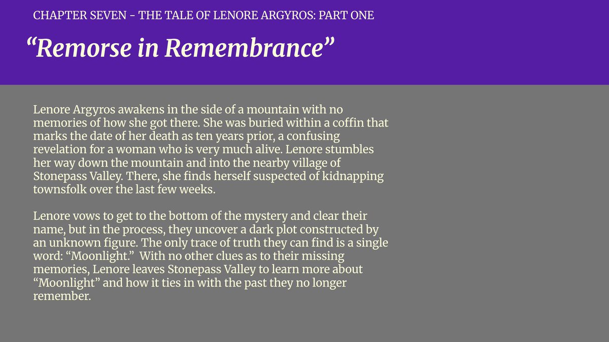 Chapter seven will be releasing in a week! Get ready to meet Lenore on November 8th!