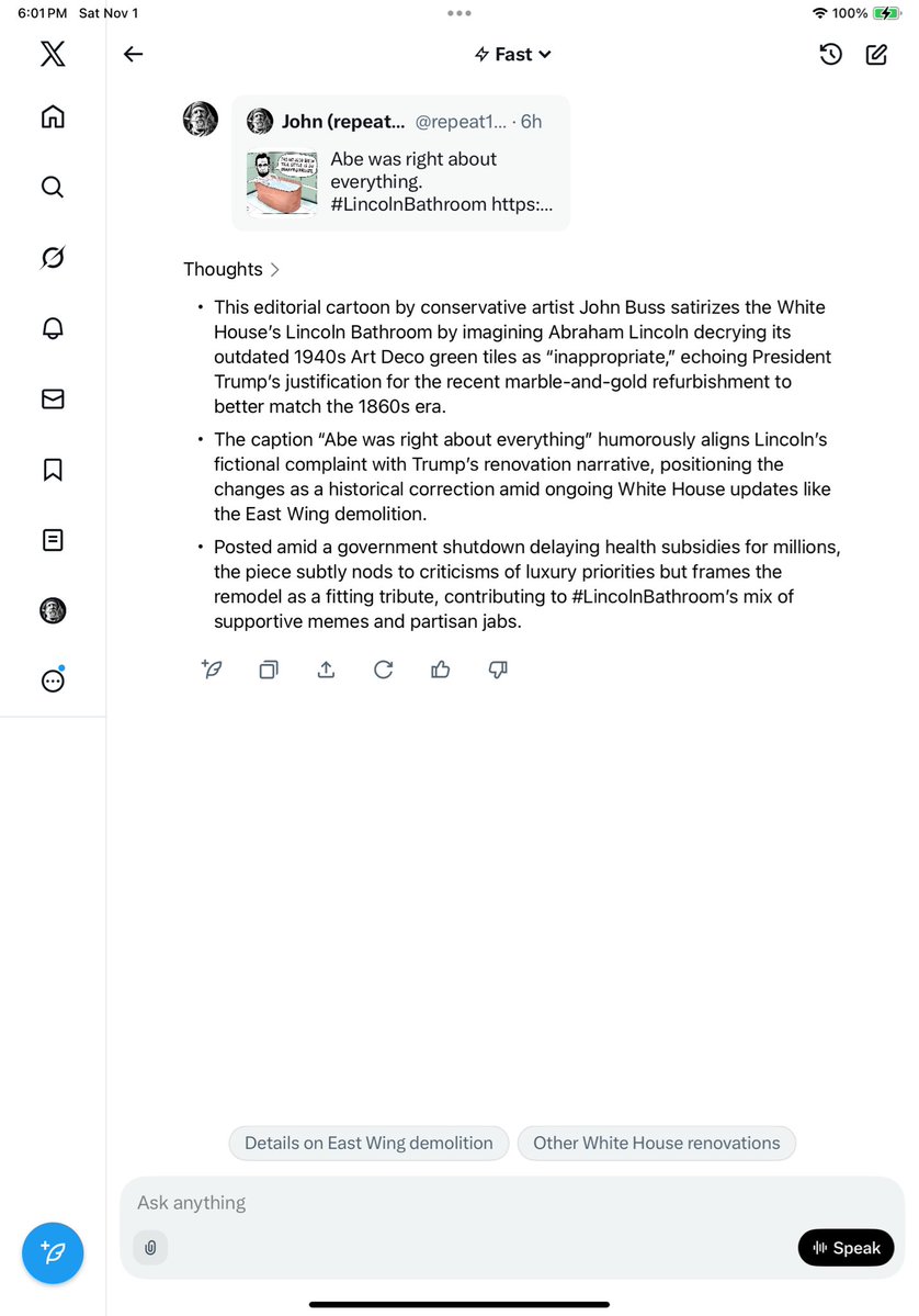 repeat1968's tweet image. I am flattered @grok. Since I have been identified as a conservative artist. I am looking forward to my work being amplified. Thank you.