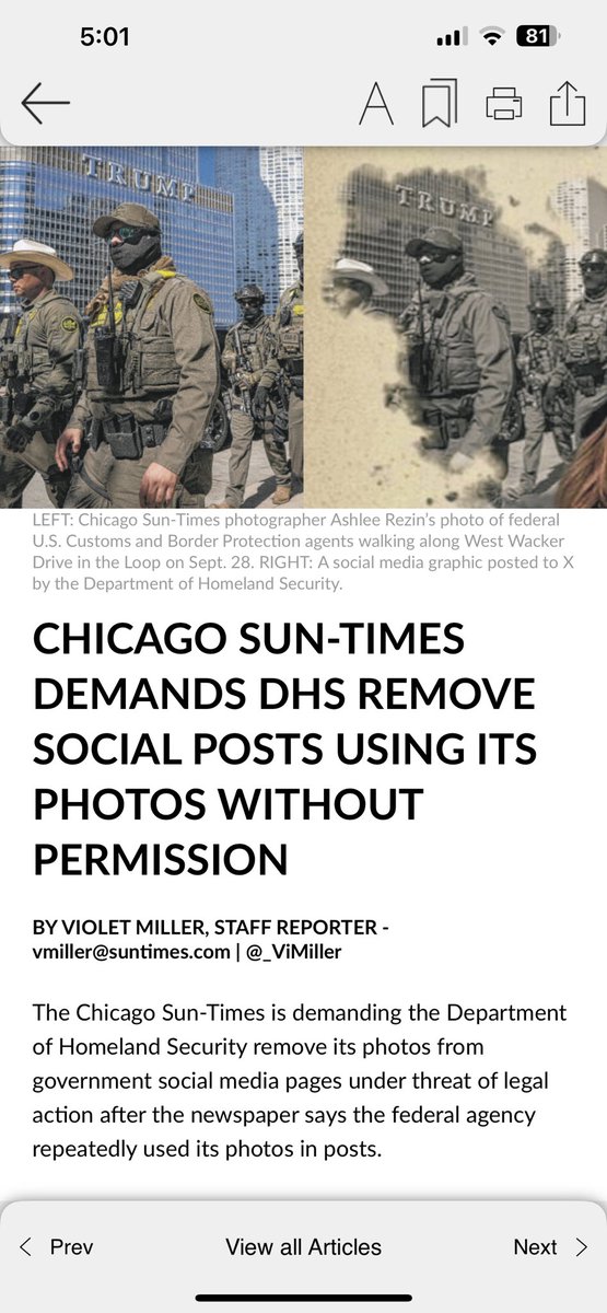 I stand with the Chicago Sun-Times! ICE doctoring photos by the fearless Ashlee Rezin, making cowards look tough, marching through fake smoke, is beyond shameless. I never dreamed so many Americans would want to play Gestapo. 😪