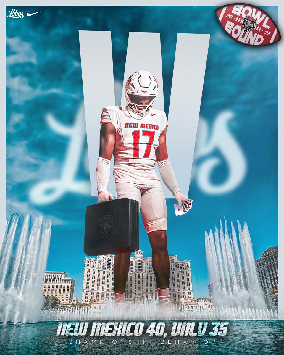 UNMLoboFB's tweet image. What happens in Vegas? Lobo victory. 😎