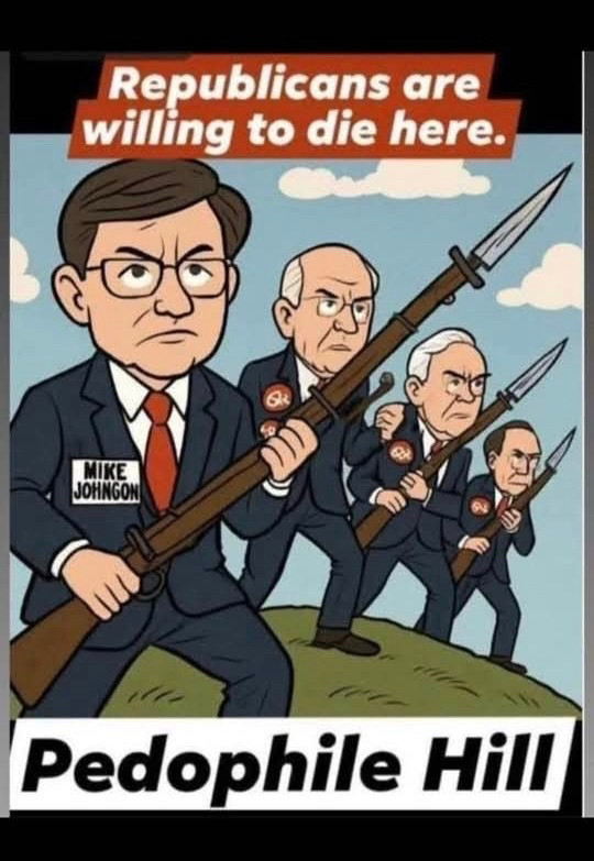<a href="/MAGACult2/">MAGA Cult Slayer🦅🇺🇸</a> <a href="/AnneTay180/">Anne Taylor</a> The GOP are fightin' you and me
They're willing to die or kill
They throw victims and us under the bus
Up on Pedophile Hill
These creepy old men need release now and then
I guess that they always will
That's why their hands are sticky and the kids feel icky
Up on Pedophile Hill