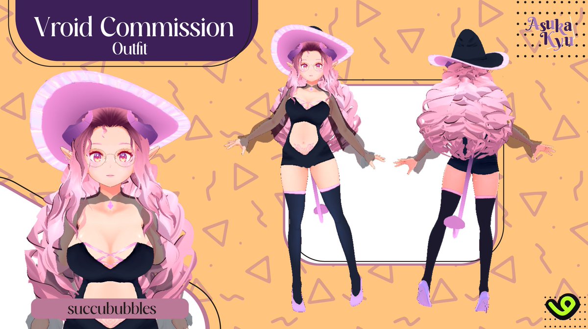 I had the pleasure of making the halloween outfit for <a href="/succububbles/">succububbles</a>  Thank you so much for giving me the chance to bring to life the outfit you chose. <3
#VGenComm #VRoid