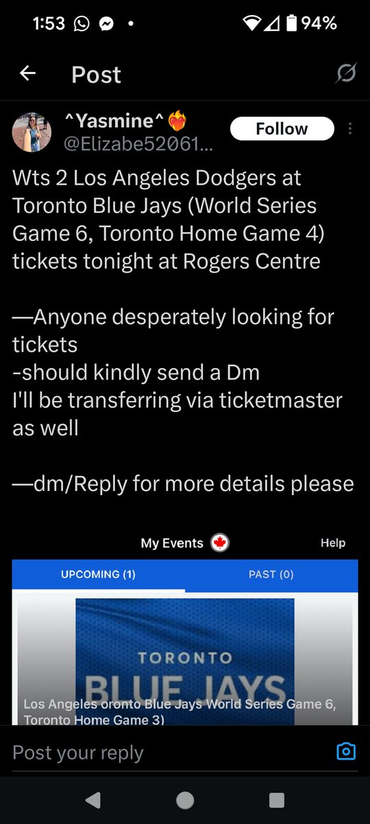 DesignRepublicX's tweet image. Blue jays tickets scam post