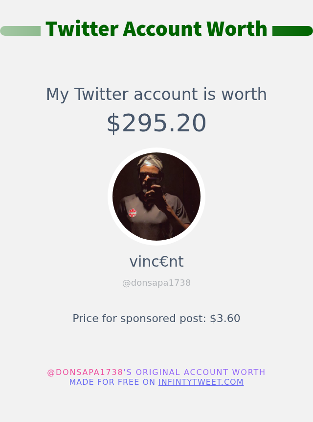 My Twitter worth is: $295.20

➡️ infintytweet.me/account-worth