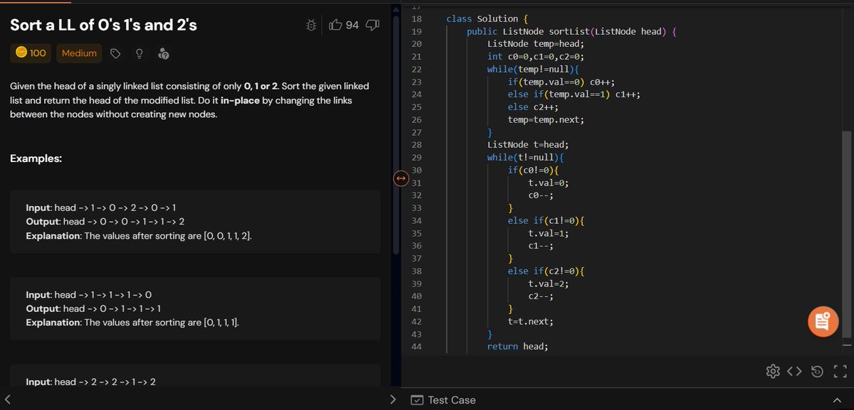 rajeshboya89's tweet image. Day 20 – #TUFWinterArc ❄️

Solved Sort a Linked List of 0s, 1s &amp;amp; 2s 🔢
Good practice for node manipulation &amp;amp; pointer logic! 

@takeUforward_  @striver_79 
#TakeUForward #TUF #DSA #LinkedList #Coding