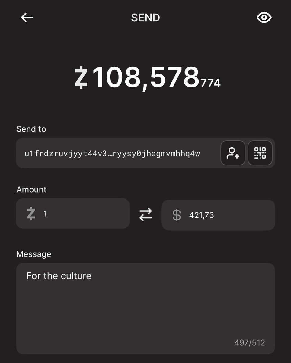 <a href="/DegenPreacher/">Preach</a> Sent you one entire $ZEC because it’s worth $420 and it’s pure culture.