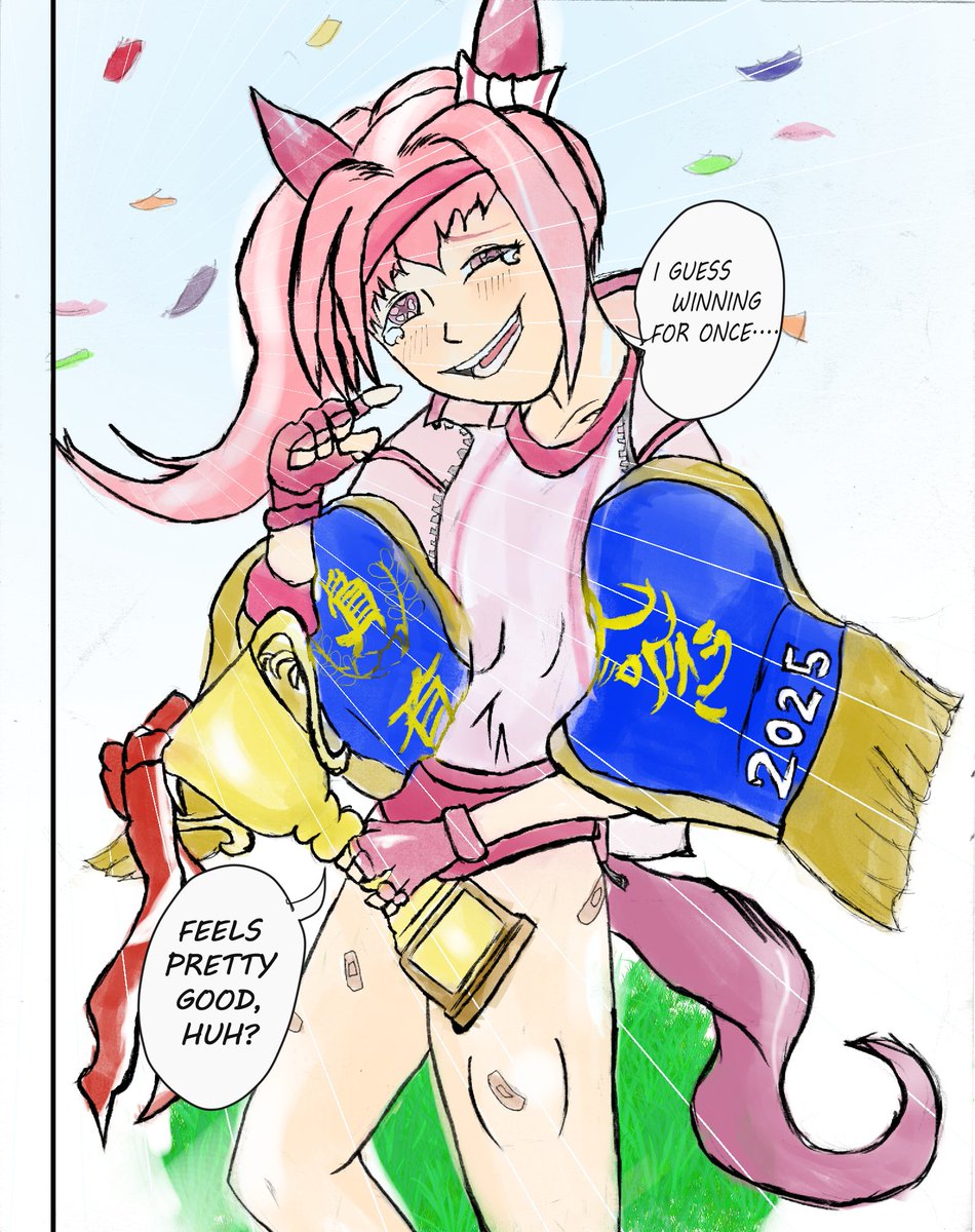 Madness2920's tweet photo. #umamusme
#fanart
-2 Months trying to get Turf and Long Inheritances
-Weeks of actually running her until the Sparks Agreed with me.

But I finally got the run needed to give Haru her Arima Kinen Win. So I wanted to recreate my favorite manga pannel from RoR to Celebrate https://t.co/dzhMlAb1nq