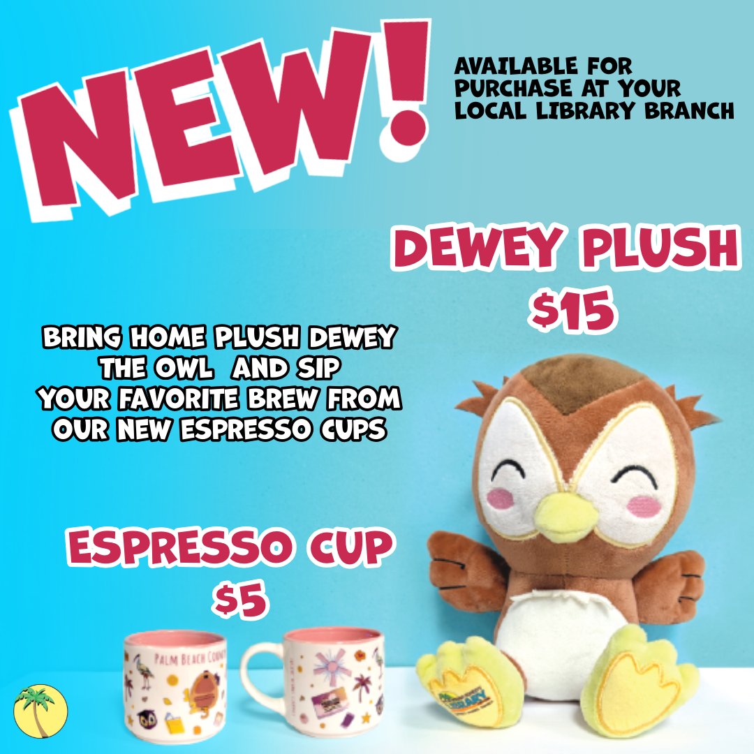 pbclibrary's tweet image. Take a little piece of the library home! 
Plush Dewey the Owl and our new espresso cups are here  perfect for cuddles, coffee and chapters. Available for purchase at your local Library branch.

#pbclibrary#dewey#coffee #LibraryMerch #DeweyTheOwl #EspressoCup #LibraryLife