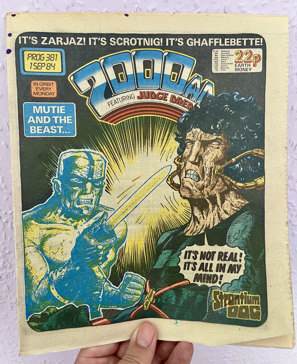 Prog 381

First they tell us 2000AD is zarjaz, scrotnig and ghafflebette, but then Johnny Alpha reveals that it is all an illusion and the comic this week is merely quite good.

Although, 'Mutie and the beast' is the best cover pun they've done yet!