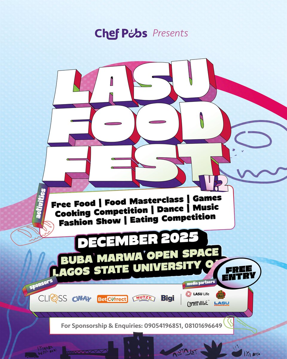 lasufoodfest's tweet image. 🍲 The wait is over! LASU FOOD FEST 2.0 is back — BIGGER, BOLDER, and even more DELICIOUS! 😋

🔥 Free entry, free food, masterclasses, cooking competition, dance, and fashion show — all in one experience!

Are you ready to taste the vibe? 👇

Join group 1
chat.whatsapp.com/Fg63bmSNbO1Ik1…