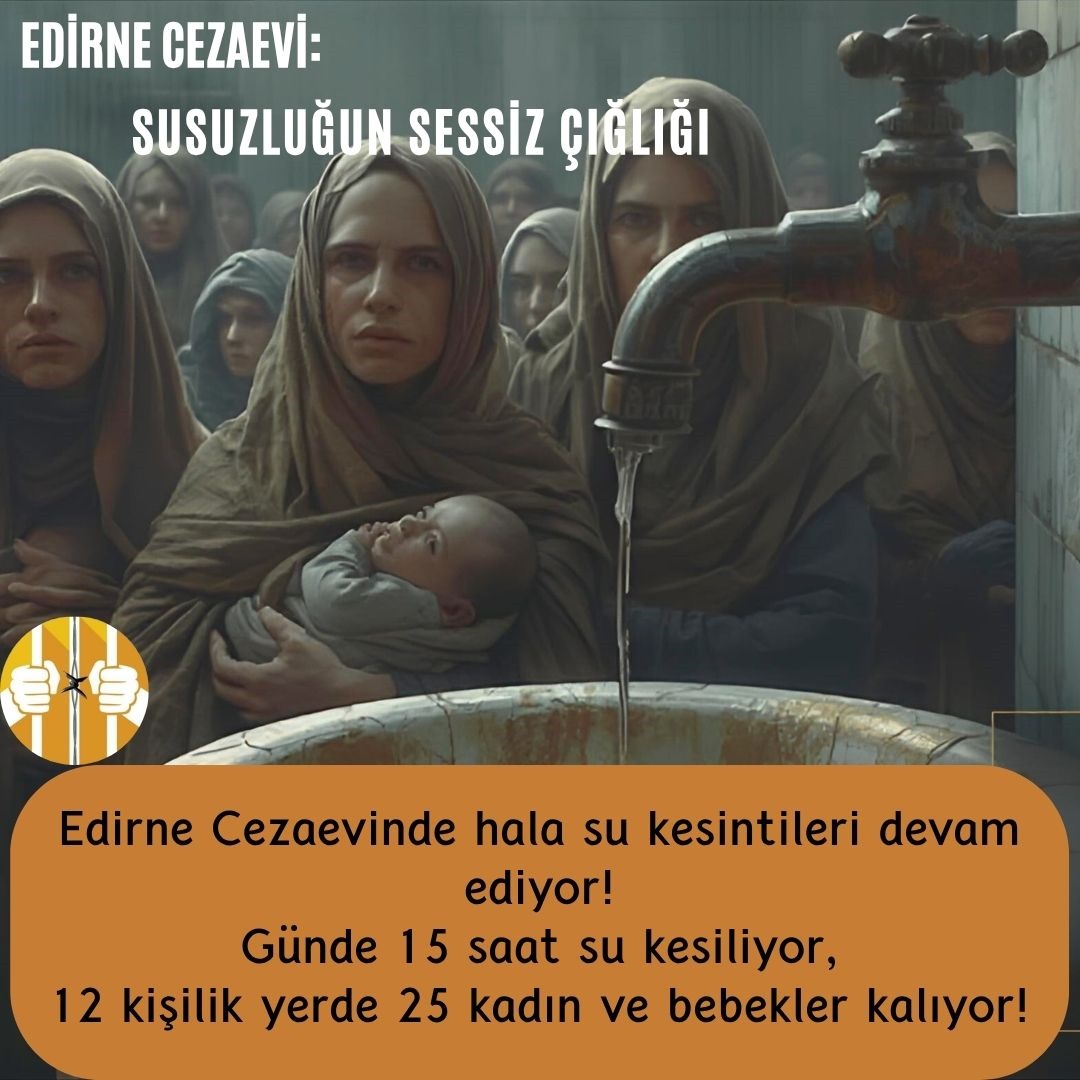 21. Yy Türkiye'sinde yaşanan bu dramları akıl alır gibi değil. Siz bütün özgürlüğünüze rağmen evinizde yarım gün suyun kesildiğini hayal edin. Sonra da tüm özgürlüğü ellerinden alınmış çocuklarıyla birlikte mahpusta olan kadınları hayal edin...
İhlalinAdresi EdirneCezaevi