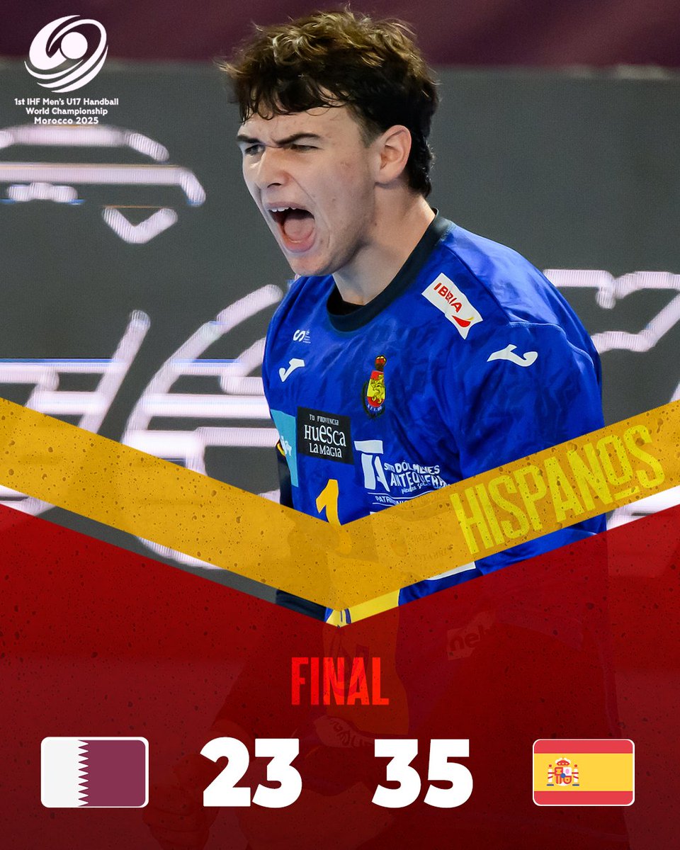RFEBalonmano's tweet photo. 🔴 #HispanosPromesas🇪🇸

🏆  Campeonato del Mundo #Morocco2025
🏟 La Salle Couverte Nouaceur

📍 Partido por el bronce
🆚 Catar 🇶🇦23-35 🇪🇸 España

⏱ 60' - Final

📸 IHF / Kolektiff / Sasa Pahic Szabo

🎙️ Los 𝑯𝒊𝒔𝒑𝒂𝒏𝒐𝒔 𝑷𝒓𝒐𝒎𝒆𝒔𝒂𝒔 se llevan el bronce

#️⃣ #Balonmano https://t.co/YRhJTxSCwa