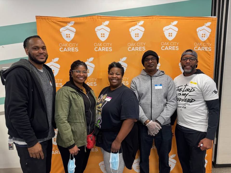 CFamC's tweet image. Thanks Team CFC for volunteering today. We provided service as well as hats, gloves, and care bags. #weareCFC
 #cfccares  Oak City Cares