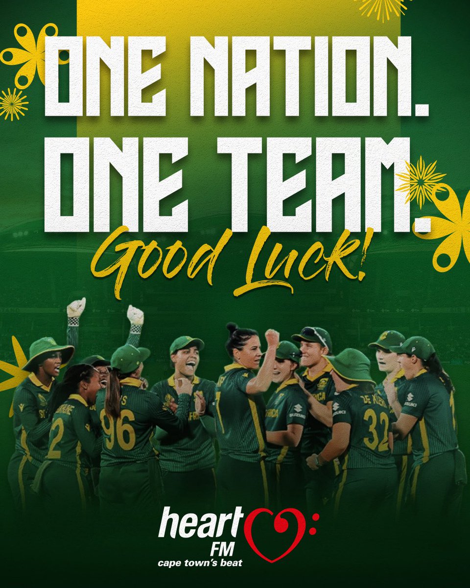 It all comes down to this. Heart FM is proud to back our Proteas ahead of the biggest match in ICC Women’s Cricket World Cup history! SA vs. India. 50 Overs. One Champion. Stay tuned on Sunday for live updates! #Proudofourproteas #cricketworldcup