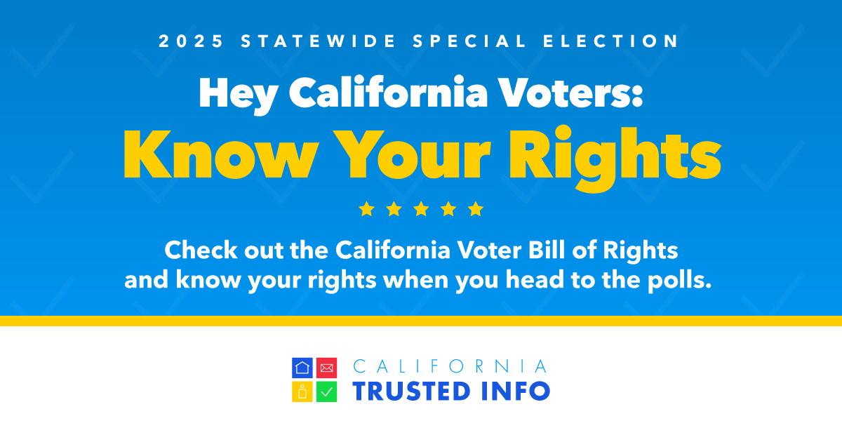 trybe's tweet image. Every eligible voter has the right to cast their ballot. Every voter has the right to a secret ballot. Check out the Voter Bill of Rights
sos.ca.gov/elections/vote….
#CATrustedInfo2025 #2025SpecialElection