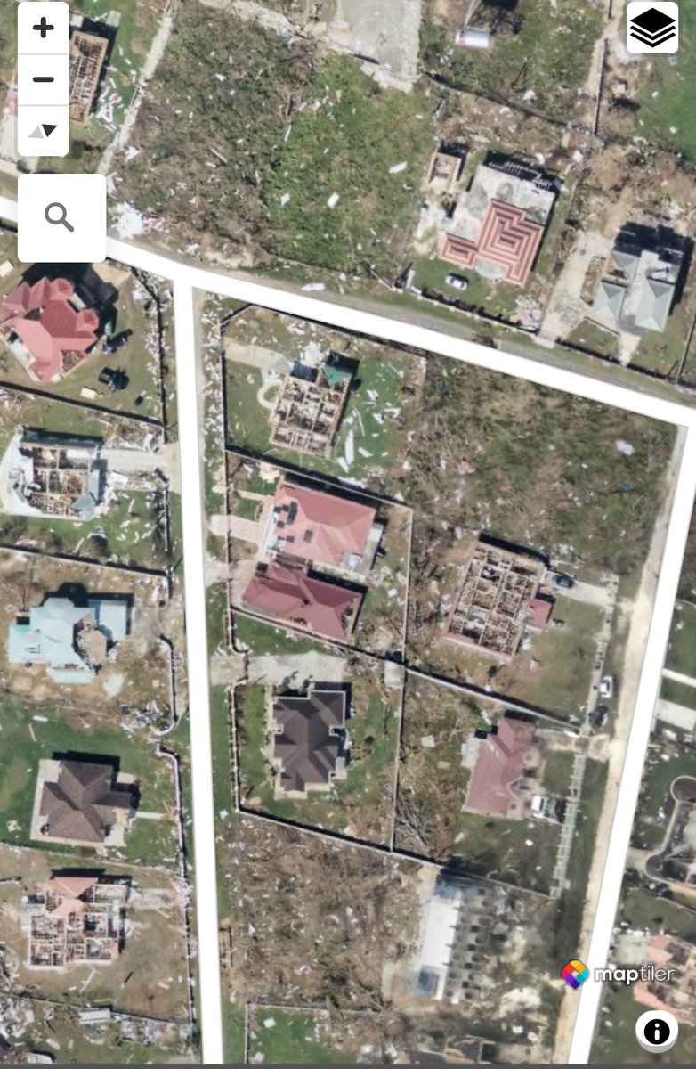 Remarkable to see such a vast area of ~EF2-3 level wind damage. Certainly not the intensity of a violent tornado, but at a far greater scale. Some hurricane proofed vacation homes destroyed, but there’s a noticeable difference in level of destruction (Black River comparison)