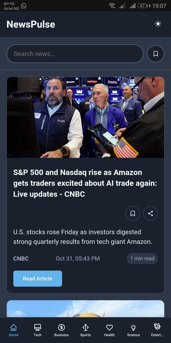 theLowBudgetDev's tweet image. I just created a News Dashboard called News Pulse that aggregates headlines from NewsAPI across multiple categories with real-time search functionality.
#developer #FrontendDev
I'll appreciate feedbacks, check it out 👇 👇
newspulse1.vercel.app
Desktop modemobile mode