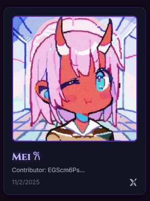 0xgetsumeiii's tweet photo. I just joined the Ritual Album β "Mei π"!
Where all community albums shine together β¨
Try it now π https://t.co/JxT1WBsHzH #RitualNet #RitualFND #RitualArchive https://t.co/kENhNQDf4B