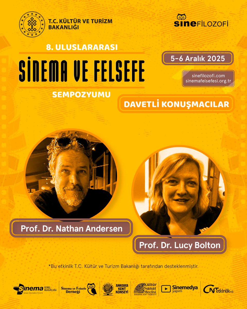 8. Uluslararası Sinema ve Felsefe Sempozyumu, Kültür ve Turizm Bakanlığı Sinema Genel Müdürlüğünün desteği ve Ankara Kent Konseyi iş birliğiyle 5-6 Aralık 2025 tarihlerinde Ankara’da gerçekleştirilecektir.

Adres: Kızılay, Atatürk Blv. No:18, Ankara