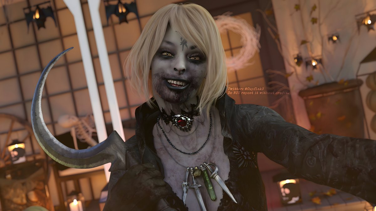 Cupflak3's tweet image. ¡Trick or Treat? 🦇
Happy Halloweekend, you guys! 🕯️
• • •
Don’t repost nor edit my art.
Don’t train AI on my art.
• • •
#DazStudio #3Dart #ResidentEvil4 #ResidentEvil4Remake #RE4 #RE4R #AshleyGraham #ResidentEvilVillage #BelaDimitrescu #Halloween 🖤
