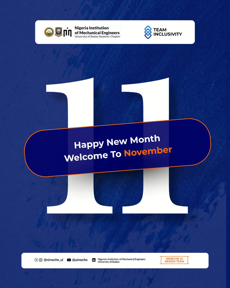 🍂 NIMECHE-UI WISHES YOU A HAPPY NEW MONTH!🎉

Welcome to November, Mechites!✨

May this new month bring you peace, progress, and new wins in all you do. 🌟

©️ TEAM INCLUSIVITY