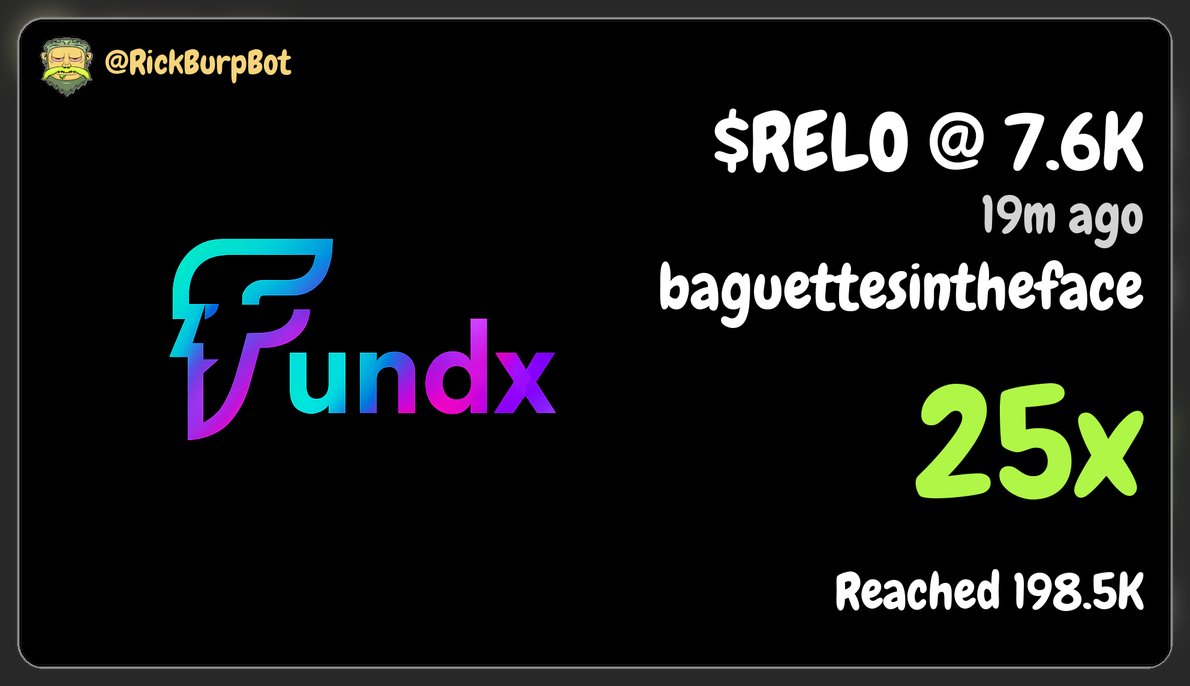 llcfunded's tweet photo. Crazy play on $relo &amp; still climbing 📈

Join the Fundx discord now! https://t.co/35vU8AtNHA