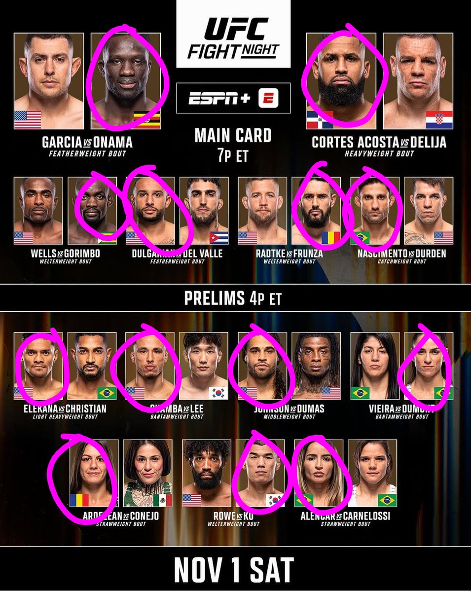 My Picks 🔥🔥 
Prelims start at 4pm EST