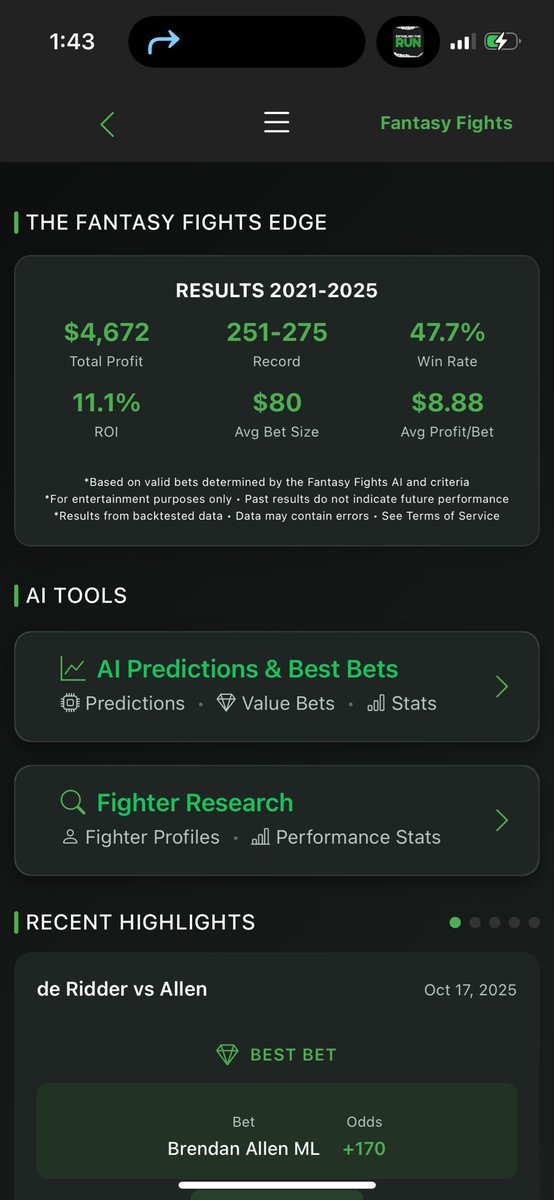 Fantasy Fights App tweet media