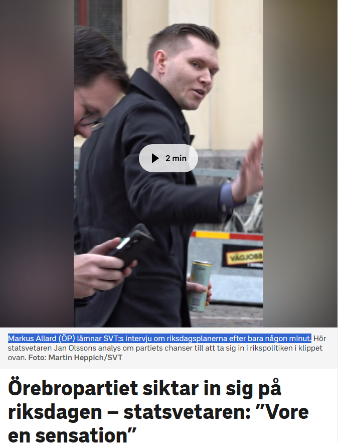 SVT fick sista ordet ändå.
Får det att se ut som att Allard "flyr" från intervjun...