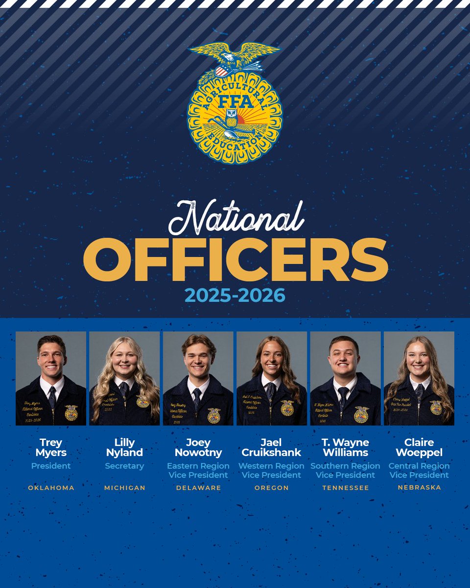 Introducing the 2025-26 National FFA Officer Team! 💙👏 #FFA25