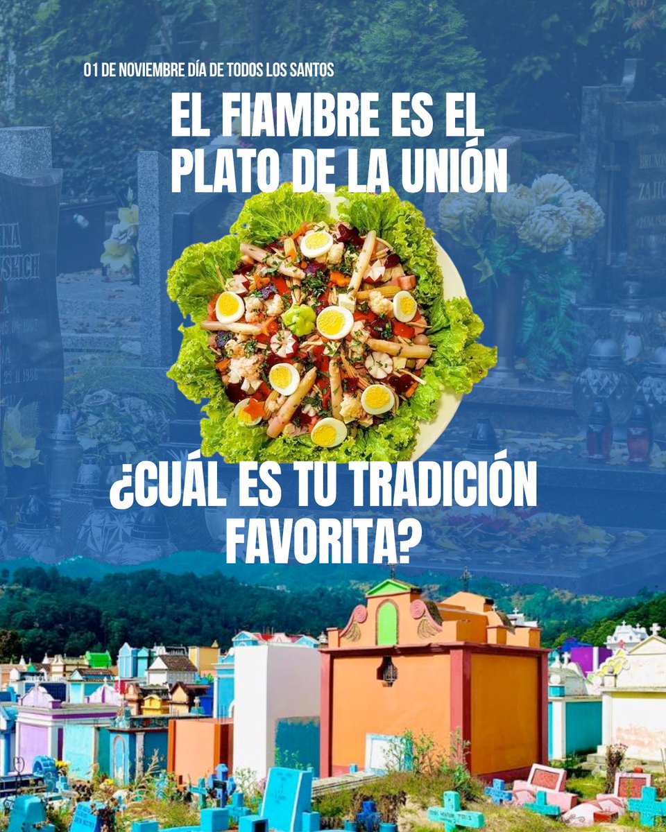 RonaldYPortillo's tweet photo. 🇬🇹 1 de Noviembre en Guatemala Fiambre, barriletes y color en los cementerios. Honramos la memoria de los que ya no están.

¿Cuál es tu tradición favorita?

#DíaDeTodosLosSantos #Guatemala #TradicionesGT #Fiambre https://t.co/8JrOQL0XD4