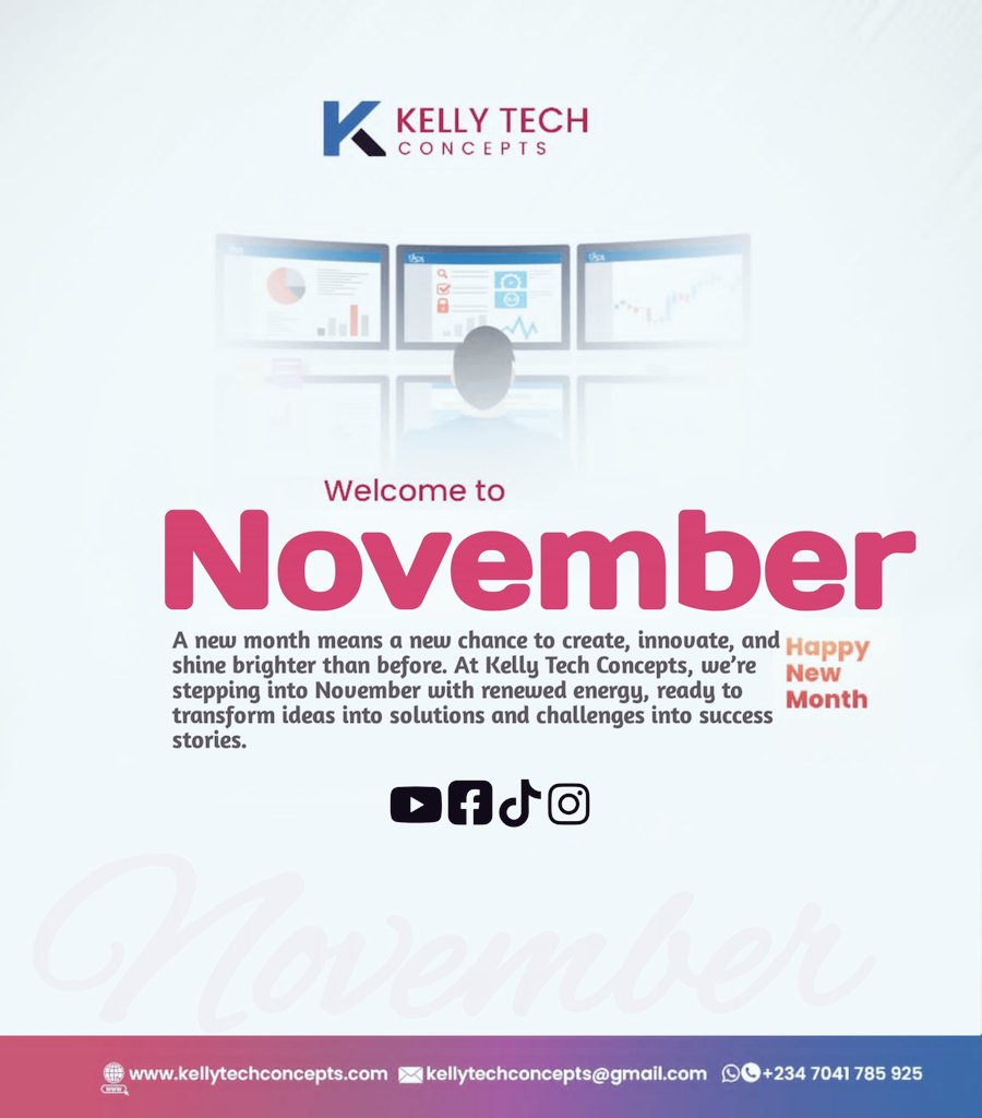 New month, same mission.
Powering your digital success⚡
Cheers to a smart and productive November 👏
#KellyTechConcepts #tech