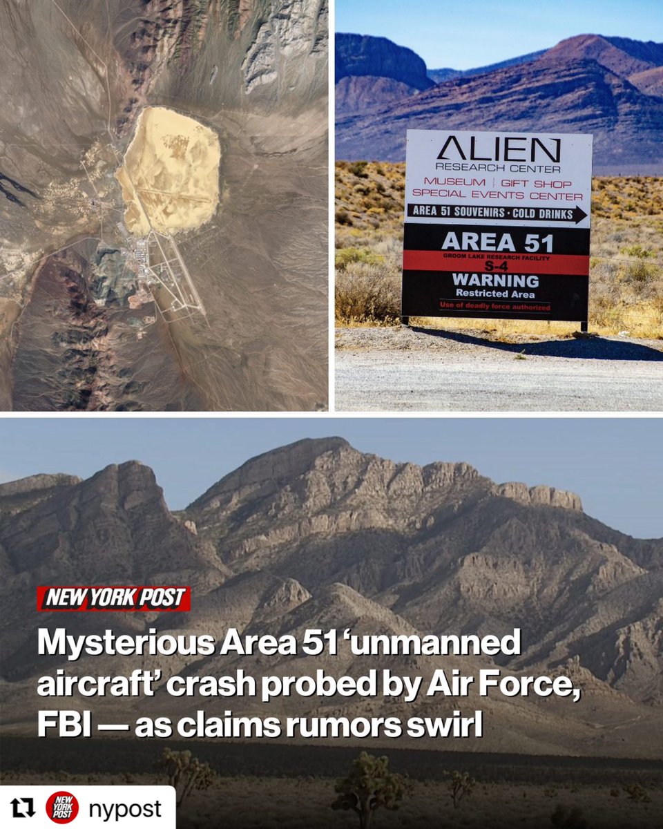 🛸👽 A mysterious aircraft crash near Nevada’s secretive Area 51 has triggered weeks of speculation, a military probe — and allegations of a government cover-up. The incident occurred September 23 on public land just outside the boundaries of the classified base at Groom Lake