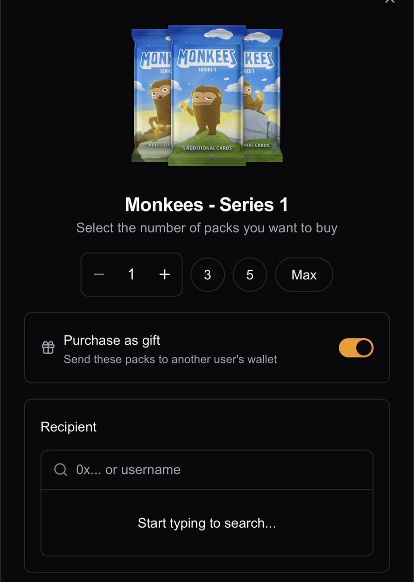 🎁 PACK GIFTING IS NOW LIVE 🎁

When buying a Pack you can now choose to gift it to someone, just use the "Purchase as a gift" function and type a wallet address or DECK-0 username!