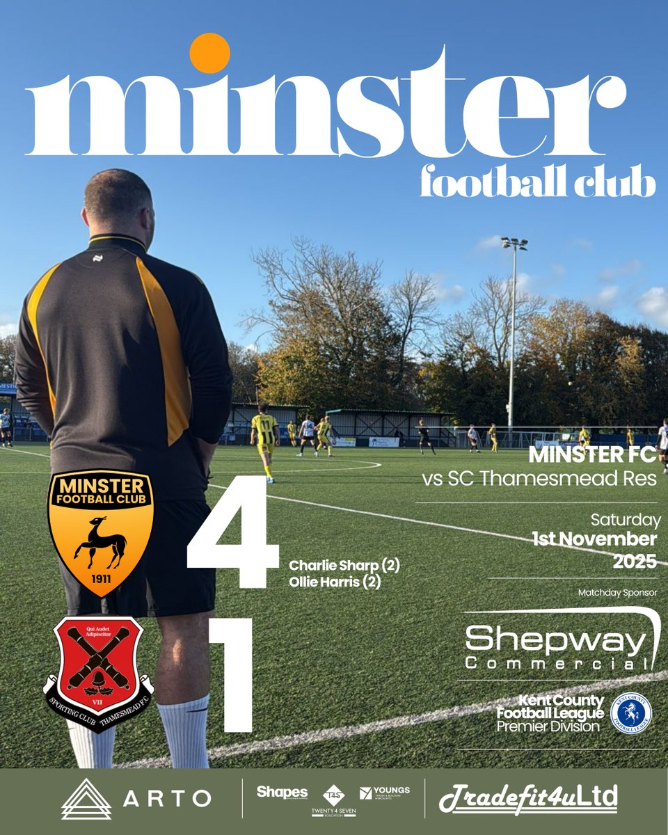 MinsterFC1911's tweet image. 3 POINTS FOR THE FIRST TEAM
We move up to 2nd place in the @KCFL1516 Premier Division with this win against @SCThamesmeadFC Res

Thank you shepwaycommercial.co.uk 🙏⚽️

@tradefit4u
arto-talent.com
@shapes_team
@T4S_Education
doityoungs.com

#mcmxi #iloveminster