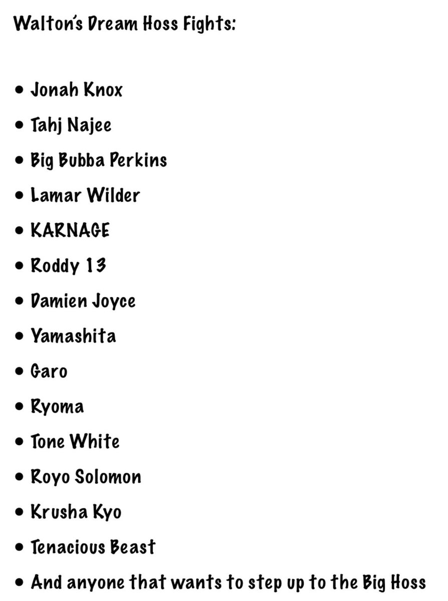 I’ve been compiling this list for a good while now, scouring twitter for the biggest, baddest, meanest SOBs that’s around.

If y’all want hoss fight with The Big Hoss, look no further.