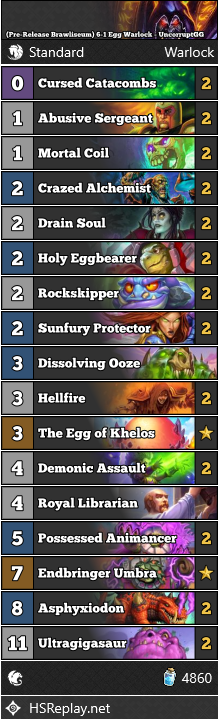 neon31HS's tweet photo. [Pre-Release Brawliseum] @UncorruptGG got 6-1 with this Egg Warlock.

▼ Deck Code and more:
https://t.co/2HABpwYmAY

#Brawliseum #Hearthstone #StandardHS https://t.co/SJmCgx0y07