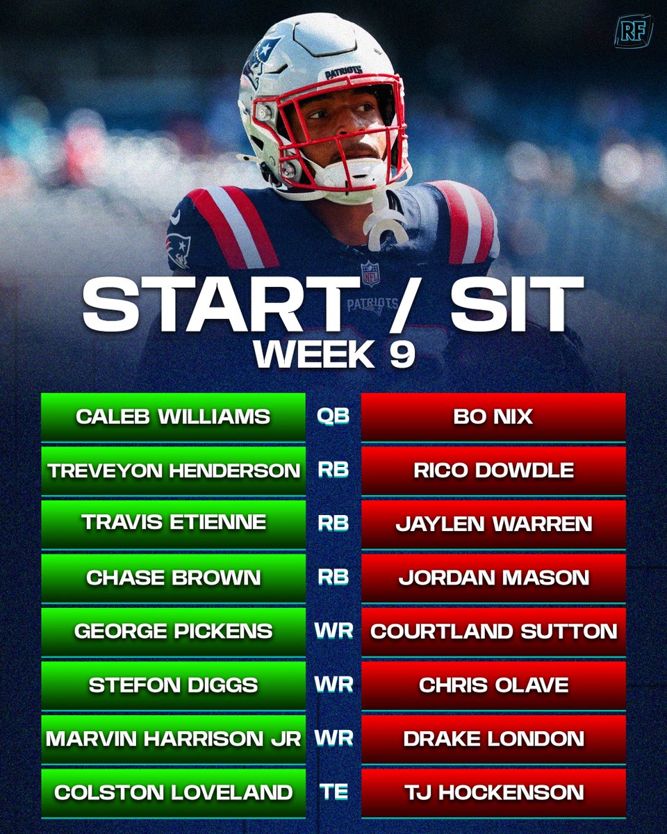 FFRingFactory's tweet image. Week 9 fantasy football starts and sits‼️