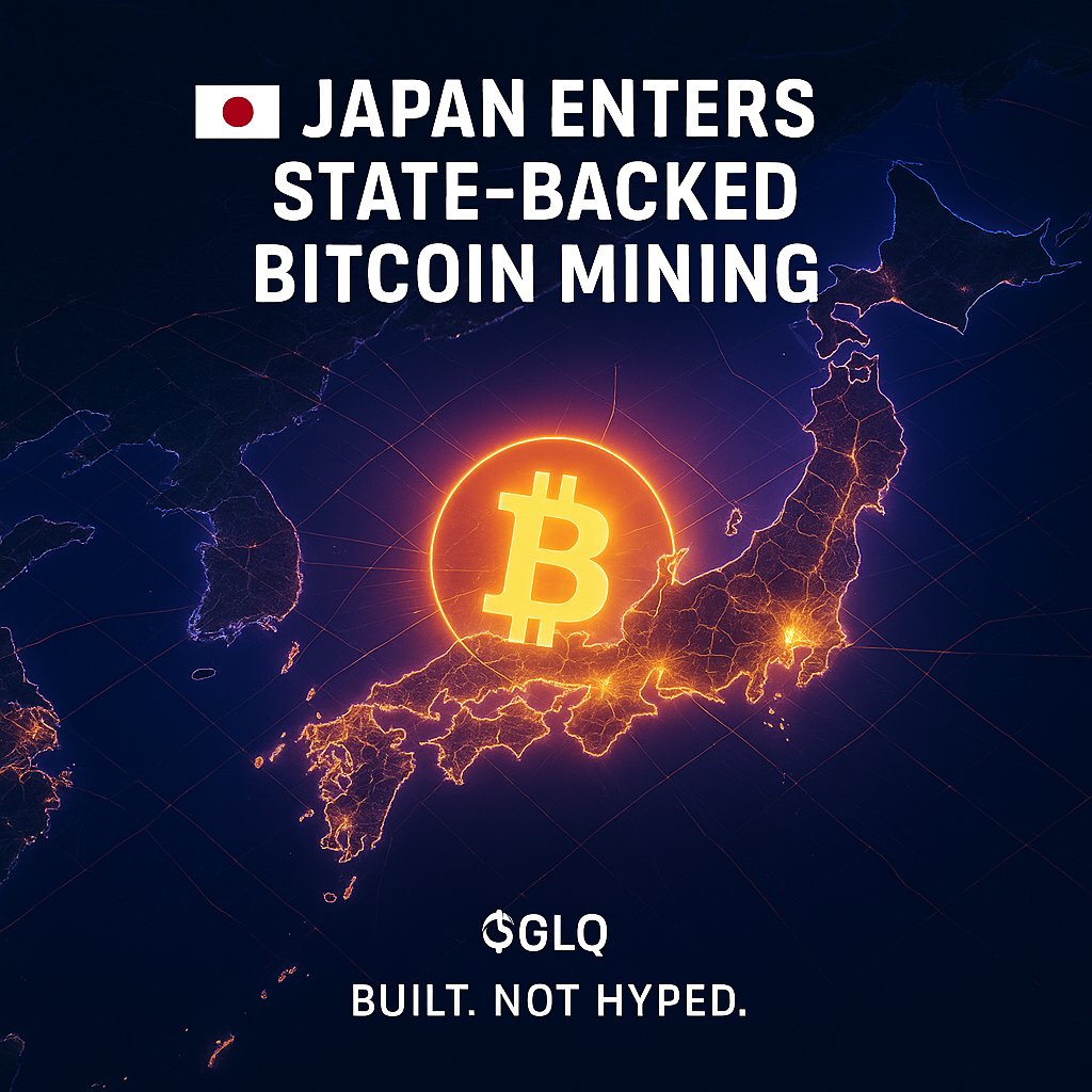 JUST IN: 🇯🇵 Japan becomes the 11th country to mine Bitcoin with state-backed resources.

A 4.5 MW utility partnership + smart grid-driven rigs ⇒ Bitcoin mining meets infrastructure optimization.

Builders, take note: the foundation layer of Web3 is evolving beyond code.

$GLQ |