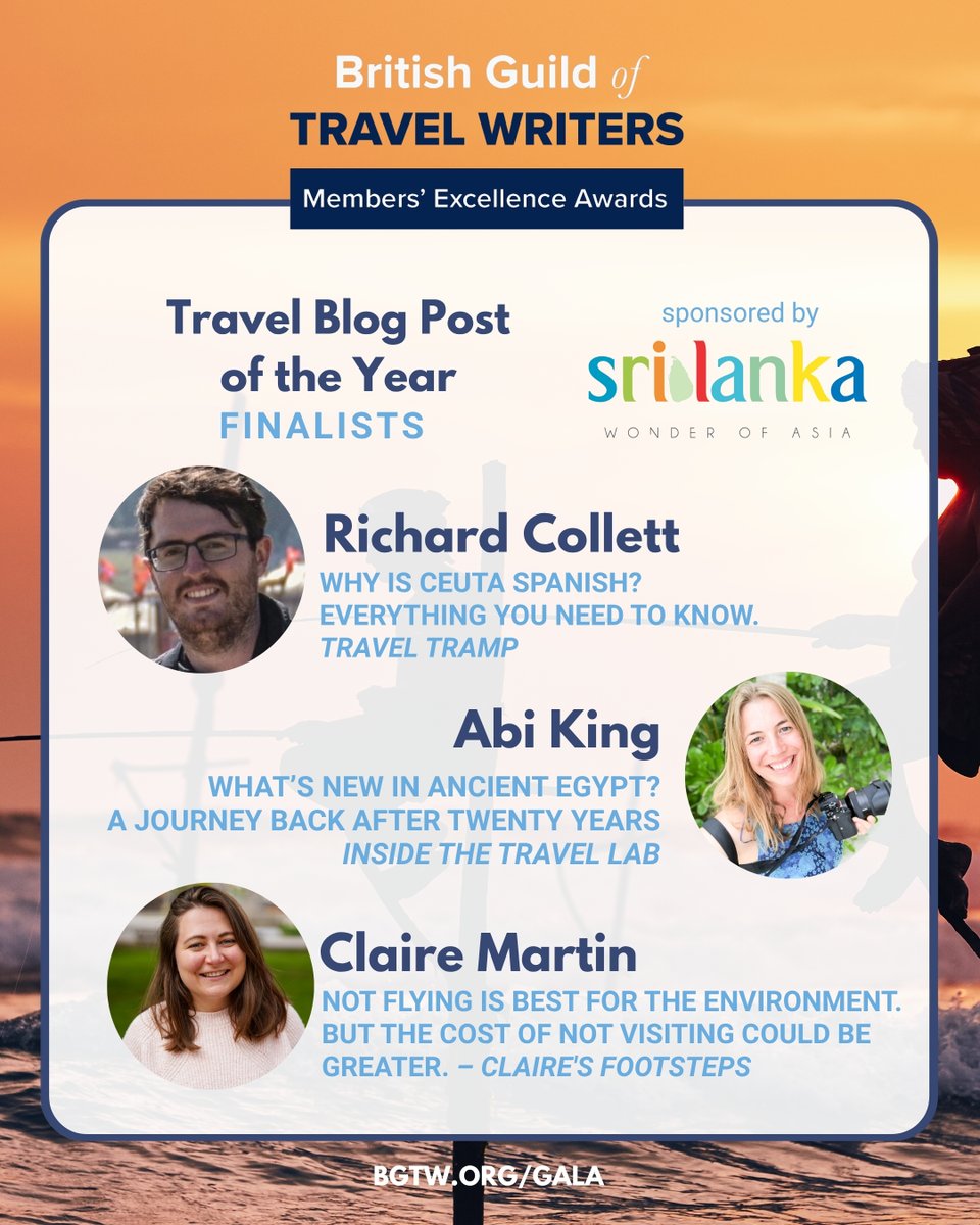 TravWriters's tweet image. 🥁 Announcing the BGTW Members’ Excellence Awards “Travel Blog Post of the Year” finalists, presented by Sri Lanka

📷 Congratulations to @TravelTramp_UK, @insidetravellab, &amp;amp; Claire!

🏆revealed at tomorrow's gala: bgtw.org/gala