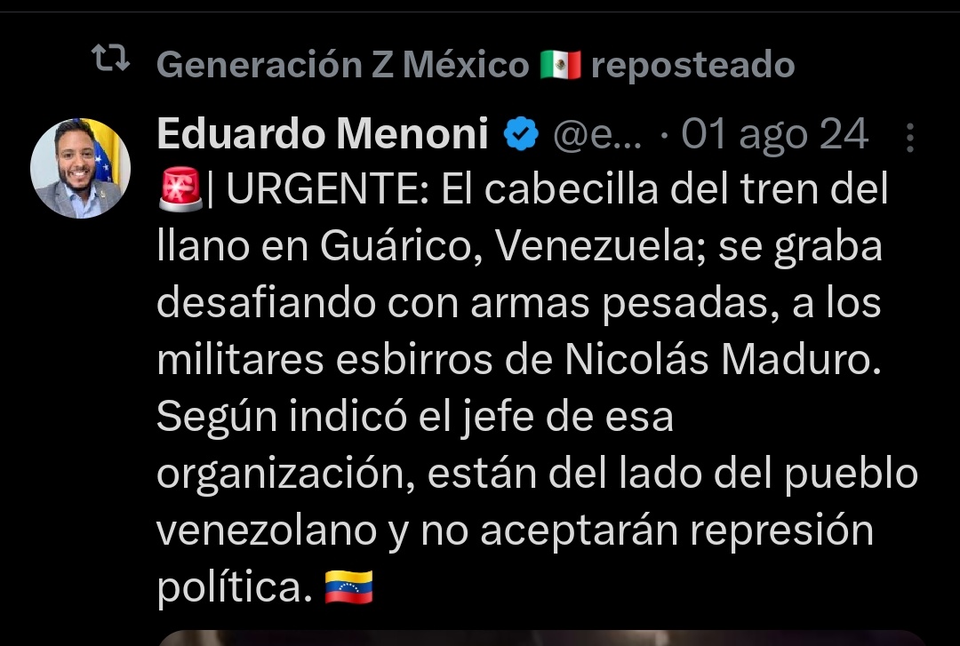 Bueno, ahora tiene sentido que el cabrón detrás de esta cuenta utilice expresiones sudamericanas para tratar de azuzar a mexicanos para iniciar una revuelta, se trata de un venezolano de derechas. Allá ustedes si se dejan manipular por alguien que probablemente ni viva aquí.