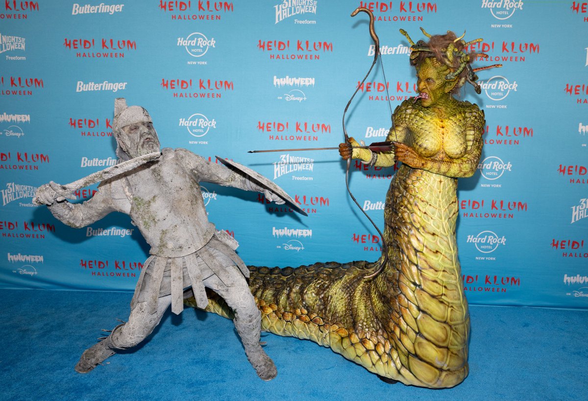 Heidi Klum as Medusa & Tom Kaulitz as Petrified Warrior