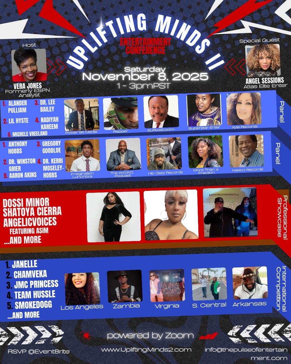 UpliftingMinds2's tweet image. #JoinUs #VirtualAccess #FreeAdmission next Saturday Nov. 8, 2025 from 1-3pmPST/4-6pmEST for information, laughs and talented artists!
UpliftingMinds2.com