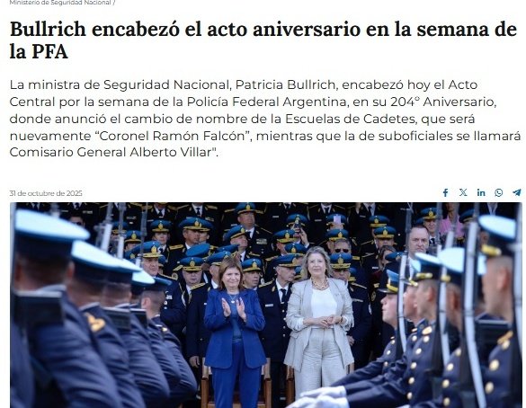 La ministra <a href="/PatoBullrich/">Patricia Bullrich</a> restituyó el nombre Ramón Falcón en la formación de Cadetes de la Policía, un represor asesino de obreros; y nombró a la Escuela de Suboficiales Alberto Villar, un criminal de lesa humanidad. 
Es un atentado a los #DerechosHumanos
#MemoriaVerdadyJusticia