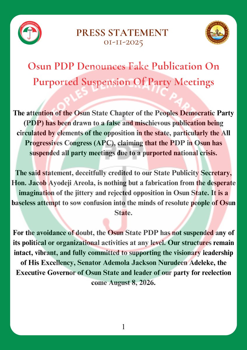 People's Democratic Party, Osun State tweet media